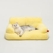 Mewoofun Pet Couch Bed, Washable Cat Beds for Medium Small Dogs & Cats, Durable Dog Beds with Non-Slip Bottom, Fluffy Cat Couch,Yellow