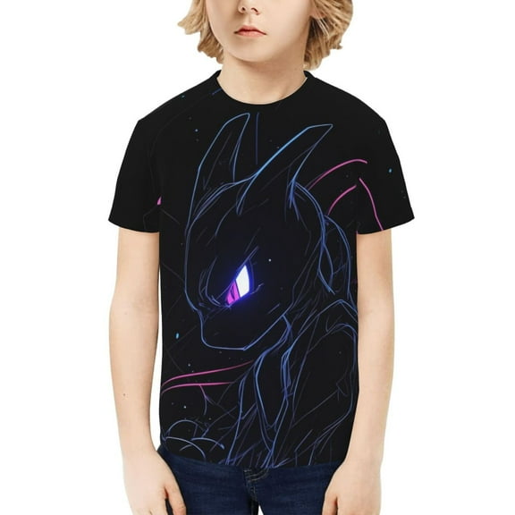 Mewtwo Boys Girls Teens T Shirt Graphic Print Casual Short Sleeve Funny Top Tees Shirt for Youth Kids