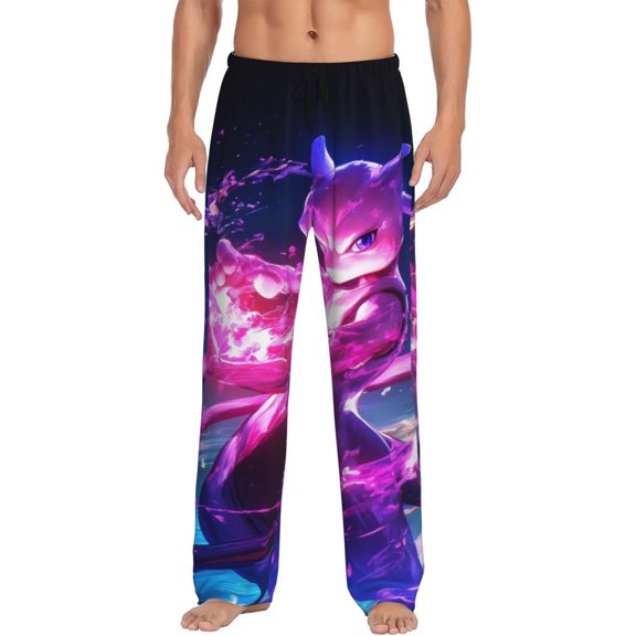 Mewtwo Mens Pajama Pants Ultra Soft Comfy Lounge Sleep Pants Print Loose Casual Bottoms Loungewear