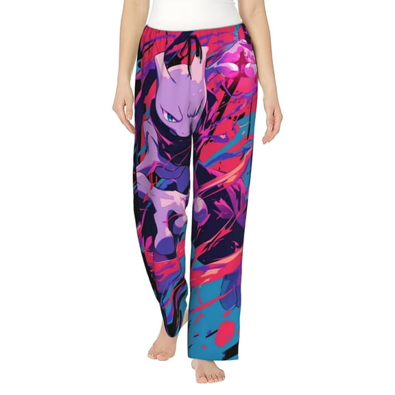 Mewtwo Women's Pajama Pants Ultra Soft Comfy Sleep Lounge Pants Cartoon Print Lightweight Casual Bottoms Loungewear