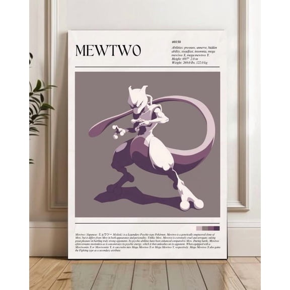 Mewtwo and Mew Pokemon Anime poster Wall Art Decor 16x24 UNFRAMED