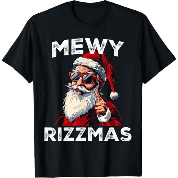 Getting Rizz Mewy Rizzmas Santa Mewing Christmas Rizz T-Shirt - Walmart.com