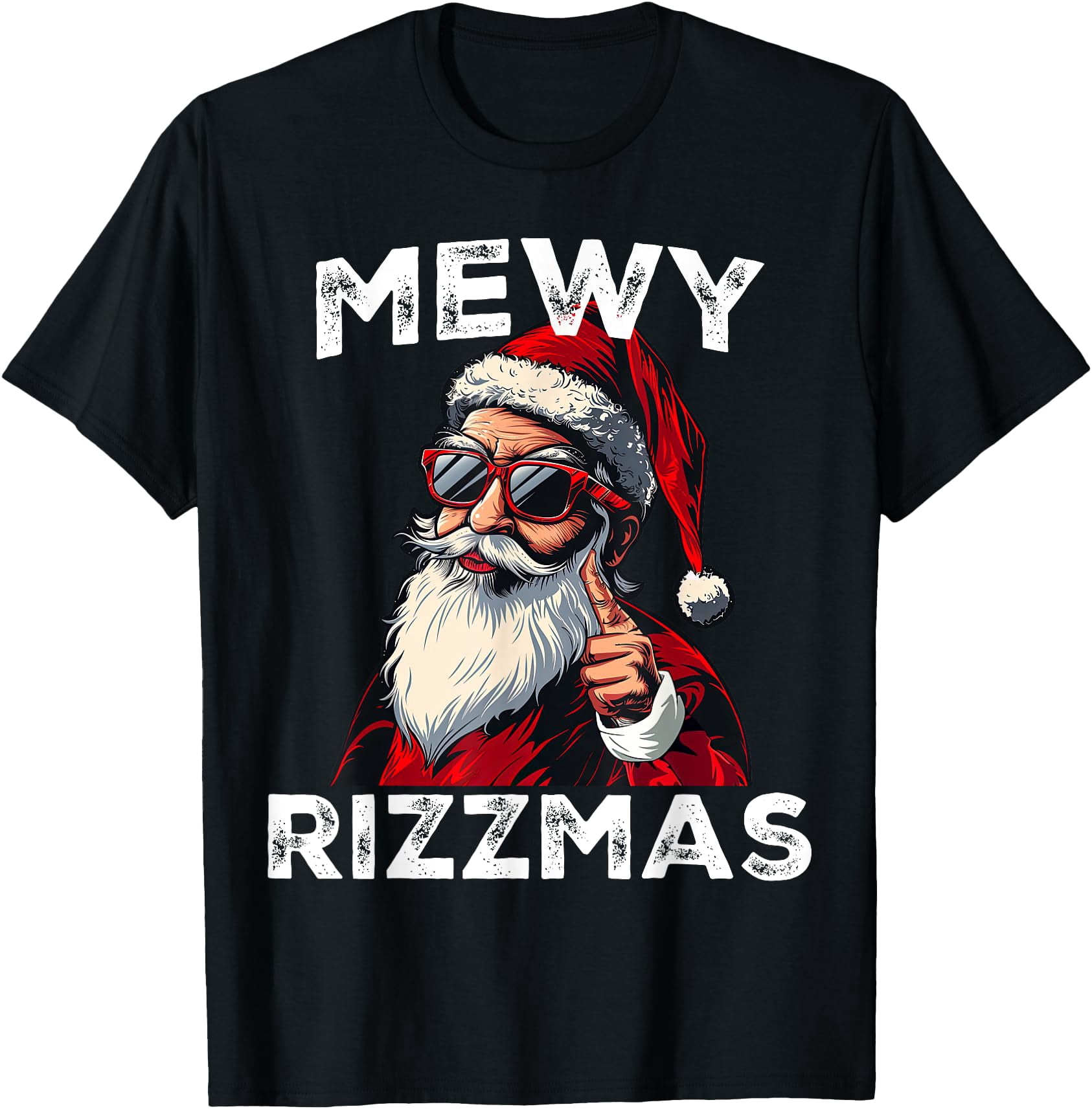 Mewy Rizzmas Santa Mewing Rizz Christmas T T-Shirt - Walmart.com