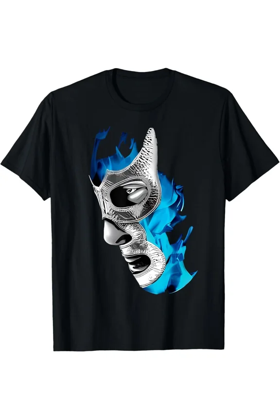 Mex-Art Demon Blue Lucha Libre Mexican Wrestler Legend T-Shirt
