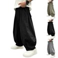 thumbnail image 1 of MexChoioe Big Kids Wide Leg Harem Pants Elastic Waist Solid Color Side Pockets Loose Cut Fall Winter Casual Pants for Boys and Girls, 1 of 4