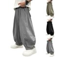 thumbnail image 1 of MexChoioe Big Kids Wide Leg Harem Pants Elastic Waist Solid Color Side Pockets Loose Cut Fall Winter Casual Pants for Boys and Girls, 1 of 4
