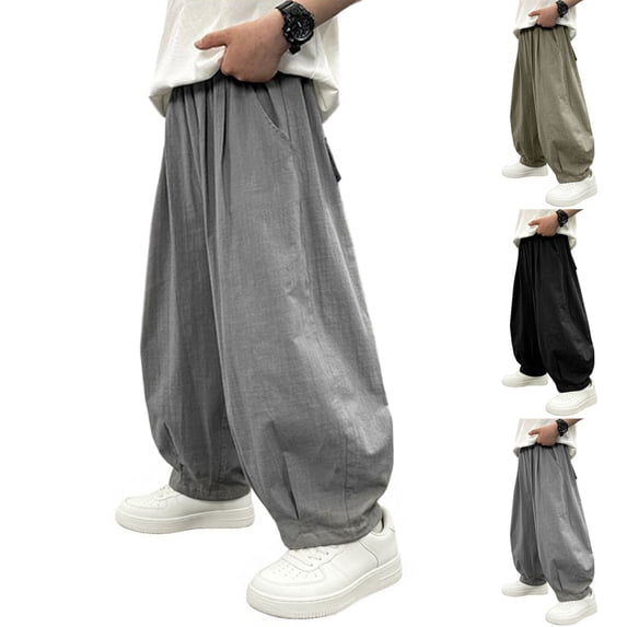 MexChoioe Big Kids Wide Leg Harem Pants Elastic Waist Solid Color Side Pockets Loose Cut Fall Winter Casual Pants for Boys and Girls