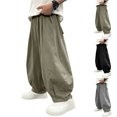 thumbnail image 1 of MexChoioe Big Kids Wide Leg Harem Pants Elastic Waist Solid Color Side Pockets Loose Cut Fall Winter Casual Pants for Boys and Girls, 1 of 4
