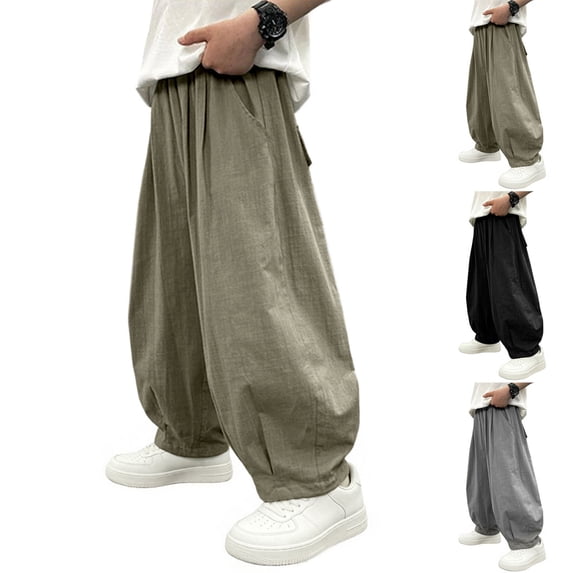 MexChoioe Big Kids Wide Leg Harem Pants Elastic Waist Solid Color Side Pockets Loose Cut Fall Winter Casual Pants for Boys and Girls
