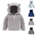 thumbnail image 1 of MexChoioe Boys and Girls Fleece Hooded Jacket with Bear Ears Long Sleeve Zip Up Outerwear Fall Winter Warm Soft Lightweight Casual Outdoor Daily Wear Cold Weather Coat for Kids, 1 of 4