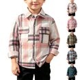 thumbnail image 1 of MexChoioe Boys Plaid Shirt Jacket Button Down Flap Pocket Soft Thick Comfy Loose Print Casual Outer Coat for Kids, 1 of 7
