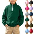 thumbnail image 1 of MexChoioe Boys and Girls Half Zip Sweatshirt Quarter Zip Mockneck Pullover Solid Long Sleeve Sweatshirts for Big Kids, 1 of 7