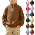 thumbnail image 1 of MexChoioe Boys and Girls Half Zip Sweatshirt Quarter Zip Mockneck Pullover Solid Long Sleeve Sweatshirts for Big Kids, 1 of 7