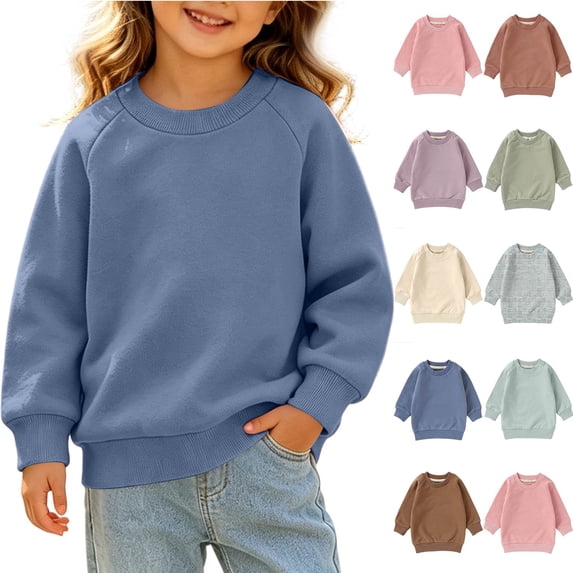 MexChoioe Kids Basic Crew Neck Sweatshirt Long Sleeve Raglan Sleeve Pullover Loose Cut Fall Winter Everyday Wear for Boys and Girls