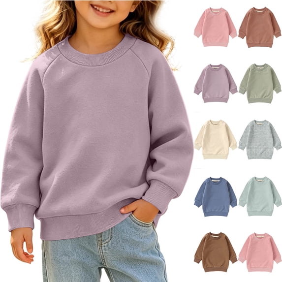MexChoioe Kids Basic Crew Neck Sweatshirt Long Sleeve Raglan Sleeve Pullover Loose Cut Fall Winter Everyday Wear for Boys and Girls