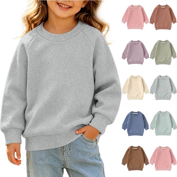 MexChoioe Kids Basic Crew Neck Sweatshirt Long Sleeve Raglan Sleeve Pullover Loose Cut Fall Winter Everyday Wear for Boys and Girls