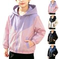 thumbnail image 1 of MexChoioe Kids Color-Blocked Hooded Windbreaker Sun Protection Pocket UPF 50+ Wrinkle Resistant Casual Fashion School Streetwear Top for Boys, 1 of 7