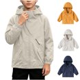 thumbnail image 1 of MexChoioe Kids Hooded Windbreaker Full Zip Long Sleeve Outerwear with Pockets Fall Winter Lightweight Hiking Anorak Jacket for Boys, 1 of 7