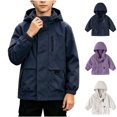 thumbnail image 1 of MexChoioe Kids Hooded Windbreaker Jacket Zip and Snap Button Closure Long Sleeve Outerwear with Multi Pockets Fall Lightweight Breathable Hiking Coat for Boys, 1 of 7