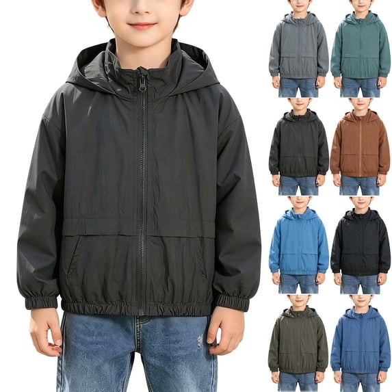 MexChoioe Kids Loose Hooded Jacket Zip Up Long Sleeve Outerwear with Pockets Spring Fall Lightweight Casual School Daily Coat for Boys