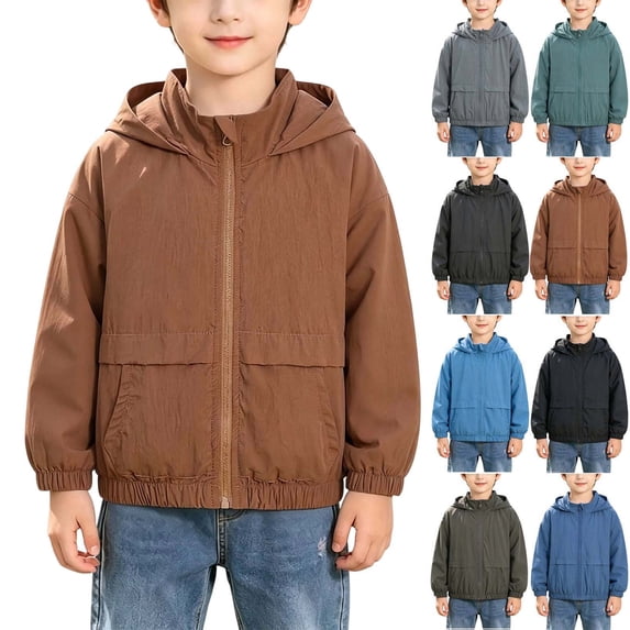 MexChoioe Kids Loose Hooded Jacket Zip Up Long Sleeve Outerwear with Pockets Spring Fall Lightweight Casual School Daily Coat for Boys