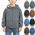 thumbnail image 1 of MexChoioe Kids Loose Hooded Jacket Zip Up Long Sleeve Outerwear with Pockets Spring Fall Lightweight Casual School Daily Coat for Boys, 1 of 6