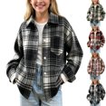 thumbnail image 1 of MexChoioe Kids Plaid Flannel Shacket Button Down Long Sleeve Shirt Jacket with Chest Pocket Fall Winter Oversized Casual Coat for Girls, 1 of 5