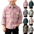 thumbnail image 1 of MexChoioe Kids Plaid Flannel Shirt Jacket Button Down Long Sleeve Outerwear with Chest Pockets Fall Winter Casual Daily Street Coat for Boys, 1 of 7