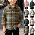 thumbnail image 1 of MexChoioe Kids Plaid Flannel Shirt Jacket Button Down Long Sleeve Outerwear with Chest Pockets Fall Winter Casual Daily Street Coat for Boys, 1 of 7