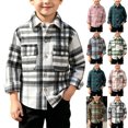 thumbnail image 1 of MexChoioe Kids Plaid Flannel Shirt Jacket Button Down Long Sleeve Outerwear with Chest Pockets Fall Winter Casual Daily Street Coat for Boys, 1 of 7