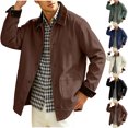 thumbnail image 1 of MexChoioe Mens Contrast Collar Canvas Jacket Button Closure Side Pockets Loose Cut Fall Casual Outerwear for Mens, 1 of 7