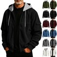 thumbnail image 1 of MexChoioe Mens Knit Hooded Zip Jacket Elastic Multi Pockets Wind Resistant Loose Outdoor Streetwear Outerwear for Mens, 1 of 7