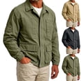 thumbnail image 1 of MexChoioe Mens Lapel Collar Cargo Jacket Full Zip Multi Pockets Lightweight Fall Casual Outerwear for Mens, 1 of 7