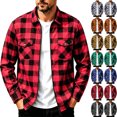 thumbnail image 1 of MexChoioe Mens Long Sleeve Plaid Jacket Full Zip Closure Relaxed Multi Pockets Streetwear Casual Outer Coat for Mens, 1 of 6