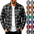 thumbnail image 1 of MexChoioe Mens Long Sleeve Plaid Jacket Full Zip Closure Relaxed Multi Pockets Streetwear Casual Outer Coat for Mens, 1 of 6