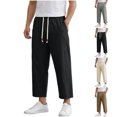 thumbnail image 1 of MexChoioe Mens Loose Cropped Pants Elastic Waist Multi Pockets Solid Color Breathable Daily Trousers, 1 of 5