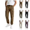 thumbnail image 1 of MexChoioe Mens Multi Pocket Cargo Pants Quickly Dry Elastic Drawstring Waist Cuffed Jogger Trousers for Outdoor Hiking Cargo Pants, 1 of 4