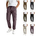 thumbnail image 1 of MexChoioe Mens Multi Pocket Cargo Pants Quickly Dry Elastic Drawstring Waist Cuffed Jogger Trousers for Outdoor Hiking Cargo Pants, 1 of 4