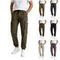 thumbnail image 1 of MexChoioe Mens Multi Pocket Cargo Pants Quickly Dry Elastic Drawstring Waist Cuffed Jogger Trousers for Outdoor Hiking Cargo Pants, 1 of 4