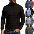 thumbnail image 1 of MexChoioe Mens Stand Collar Lightweight Puffer Jacket Full Zip Side Pockets Warm Fall Winter Puffer Outerwear for Mens, 1 of 6