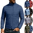 thumbnail image 1 of MexChoioe Mens Stand Collar Lightweight Puffer Jacket Full Zip Side Pockets Warm Fall Winter Puffer Outerwear for Mens, 1 of 6