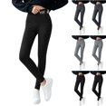 thumbnail image 1 of MexChoioe Solid Color Womens Leggings High Waist Soft Stretch Daily Fitness Running Biker Trousers with Pockets, 1 of 5