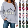 thumbnail image 1 of MexChoioe Women's Halloween Pumpkin Graphic Crewneck Sweatshirt Long Sleeve Casual Fall Winter Holiday Pullover Top, 1 of 7