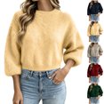 thumbnail image 1 of MexChoioe Women's Sweaters Casual Crew Neck Fluffy Fuzzy Knit Cropped Pullover Sweaters for Women, 1 of 5