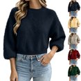 thumbnail image 1 of MexChoioe Women's Sweaters Casual Crew Neck Fluffy Fuzzy Knit Cropped Pullover Sweaters for Women, 1 of 5