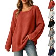thumbnail image 1 of MexChoioe Women's Sweaters Scoop Neck Ribbed Knit Long Sleeve Oversized Fall Tunic Sweater for Women, 1 of 5