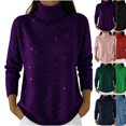 thumbnail image 1 of MexChoioe Women's Sweaters Turtleneck Sparkly Glitter Long Sleeve Casual Pullover for Women, 1 of 4
