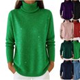 thumbnail image 1 of MexChoioe Women's Sweaters Turtleneck Sparkly Glitter Long Sleeve Casual Pullover for Women, 1 of 4