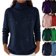 thumbnail image 1 of MexChoioe Women's Sweaters Turtleneck Sparkly Glitter Long Sleeve Casual Pullover for Women, 1 of 4