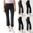 thumbnail image 1 of MexChoioe Womens Cropped Flare Yoga Pants High Waist Soft Stretch Capri Trousers, 1 of 5